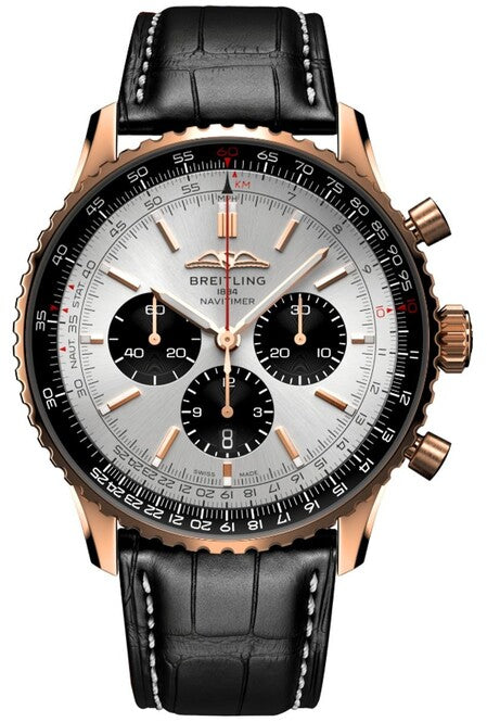 Breitling Navitimer B01 Chronograph Srebrny 46mm zloto czerwone