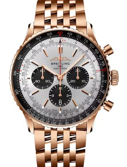 Breitling Navitimer Szary 46mm Zloto czerwone RB0137241G1R1