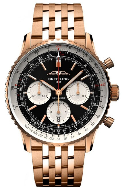 Breitling Navitimer 1 B01 Czarny 43mm zloto czerwone
