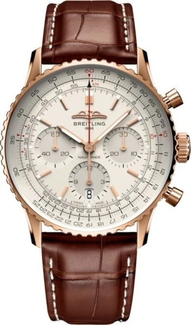 Breitling Navitimer 1 B01 Chronograph Srebrny 41mm zloto czerwone