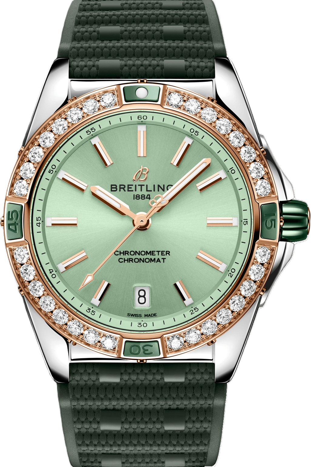 Breitling Super Chronomat Zielony 38mm Zloto/Stal U17356531L1S1