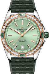 Breitling Super Chronomat Zielony 38mm Zloto/Stal U17356531L1S1