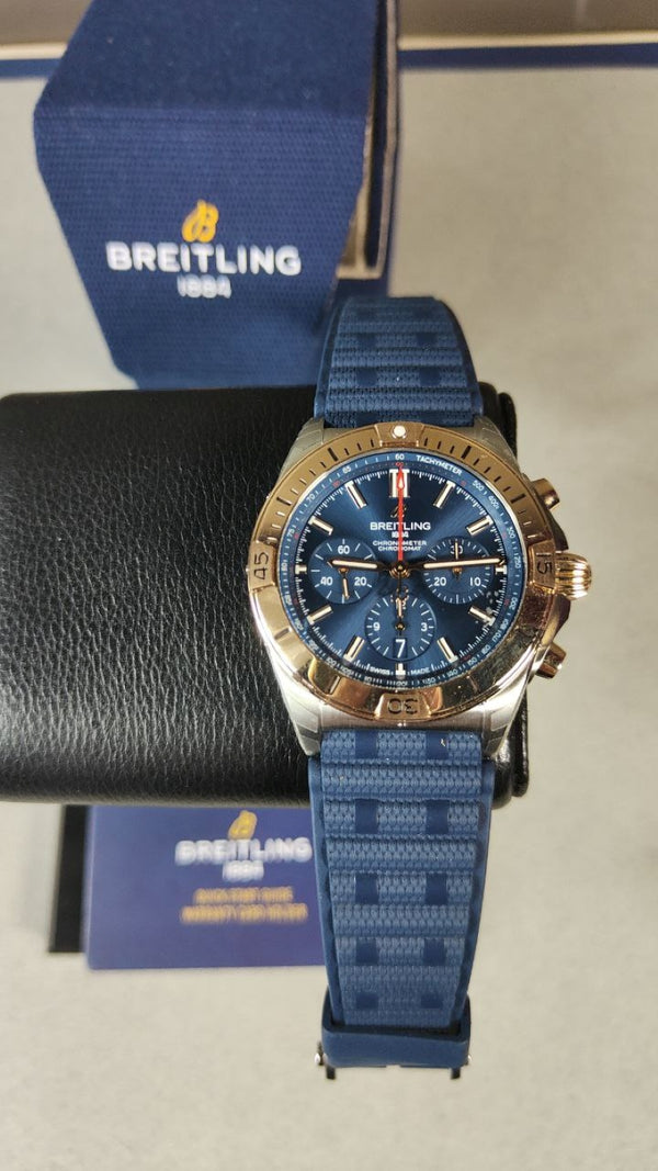 Breitling Chronomat Niebieski 42mm zloto/Stal