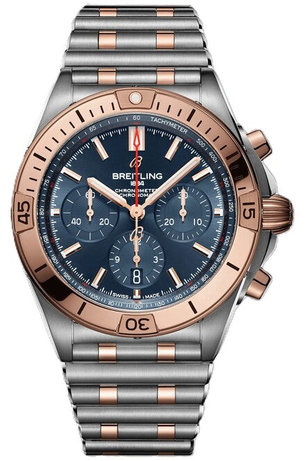 Breitling Chronomat Niebieski 42mm zloto/Stal