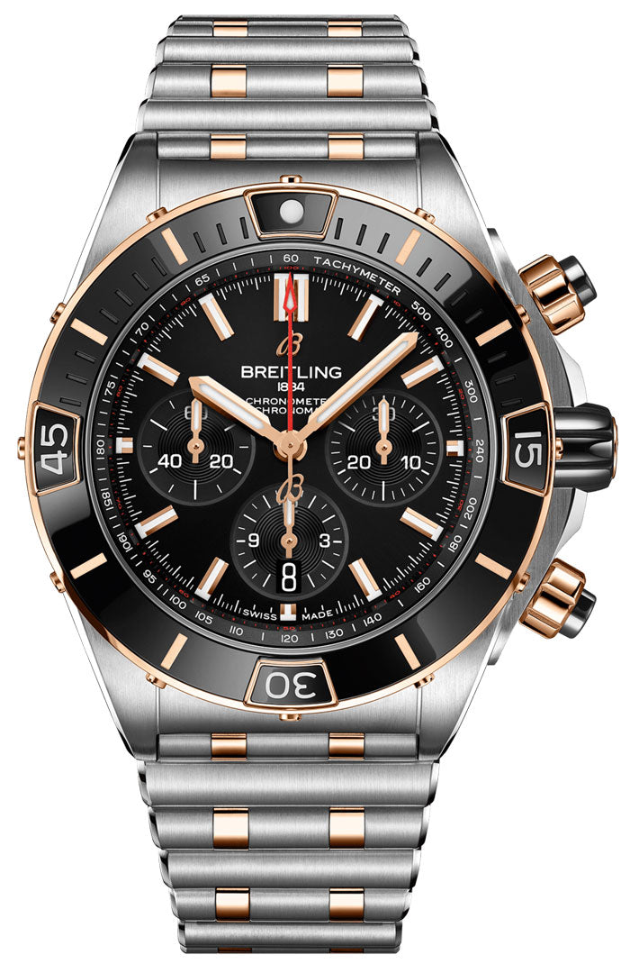 Breitling Super Chronomat Czarny 44mm Zloto/Stal UB0136251B1U1