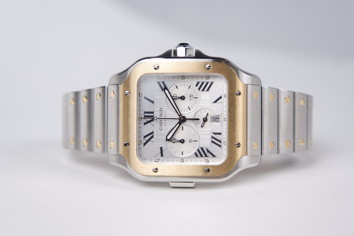 Cartier Santos Srebrny 43 mm Złoto/Stal W2SA0008