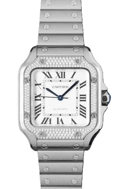 Cartier Santos Srebrny 35.1 mm Stal W4SA0005