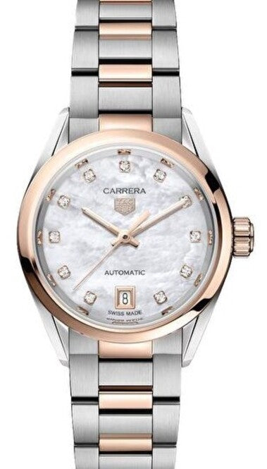 TAG Heuer Carrera Lady Biały 29 mm Złoto/Stal
