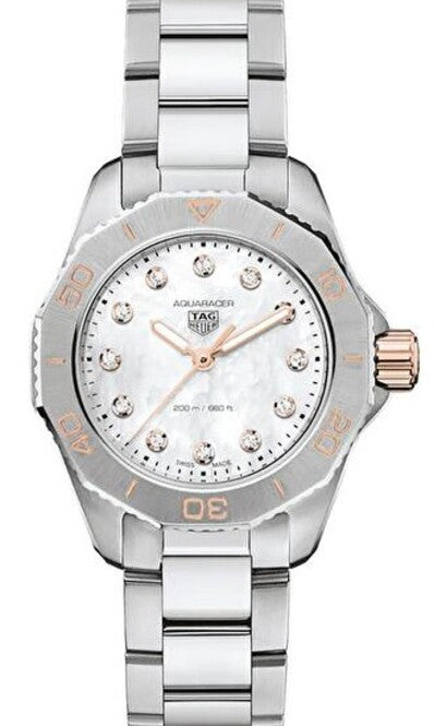 TAG Heuer Aquaracer Lady Biały 30 mm Stal