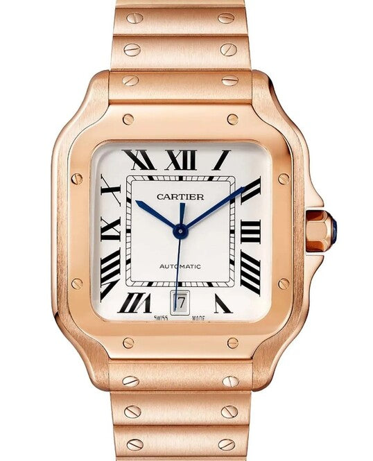 Cartier Santos Bialy 39.8 mm Zloto rozowe WGSA0018