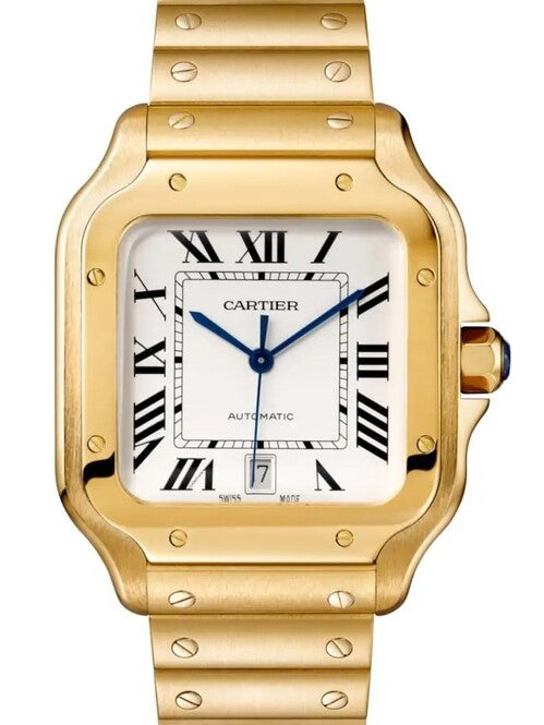 Cartier Santos Srebrny 39.8 mm zolte zloto WGSA0029