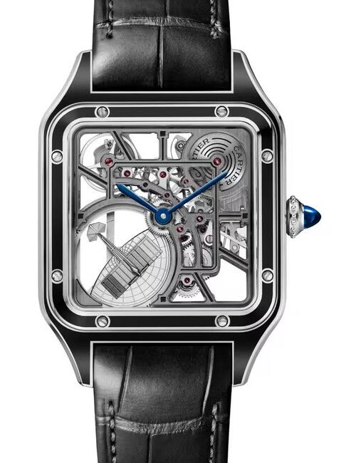 Cartier Santos Dumont Clear 44 mm Stal WHSA0044