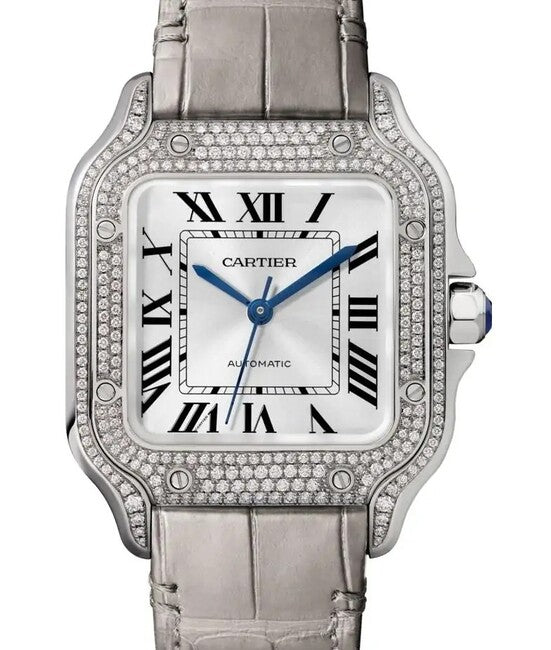 Cartier Santos Srebrny 42 mm Złoto białe WJSA0014